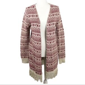 Natural Reflections Fringe XOXO Open  Cardigan S